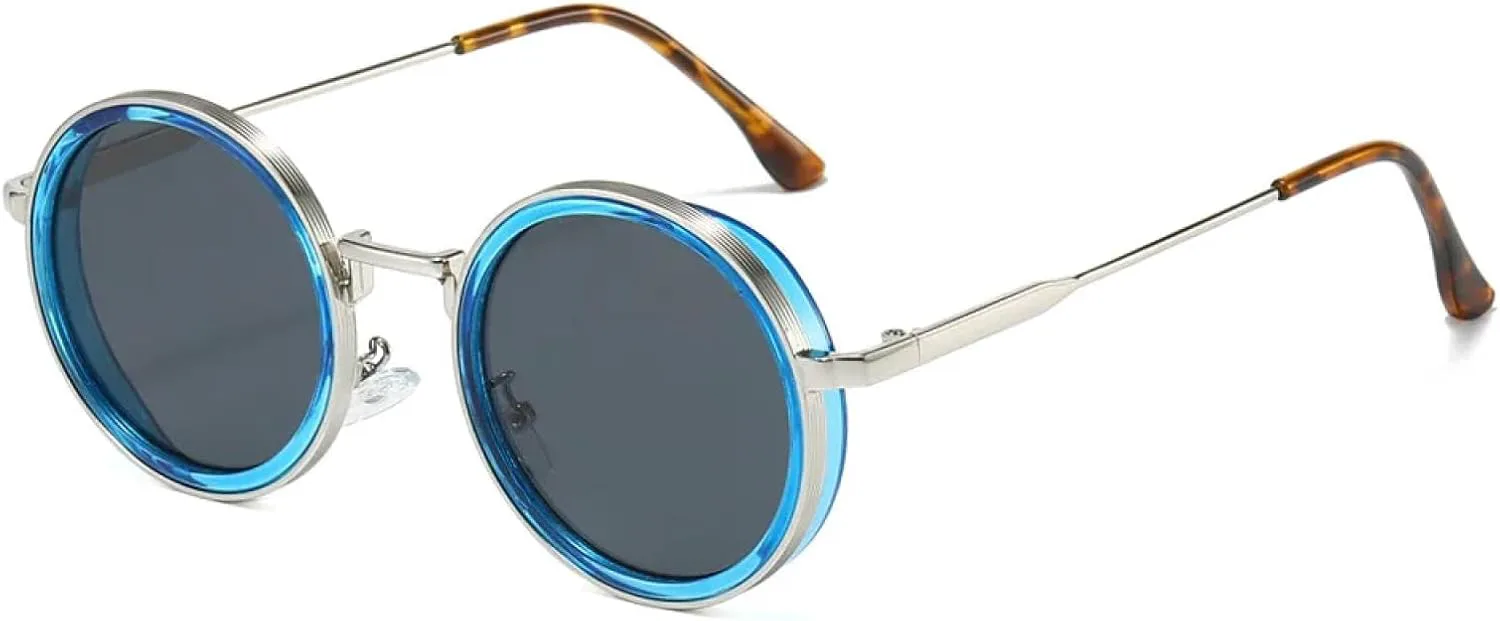 Винтажные солнцезащитные очки в стиле стимпанк, круглые, с металлическим градиентом, для мужчин и женщин, защита от УФ-излучения UV400 TKKTLLT, Blue Black
Винтажные солнцезащитные очки в стиле стимпанк, круглые, с металлическим градиентом, для мужчин и женщин, защита от УФ-излучения UV400 TKKTLLT, Blue Black