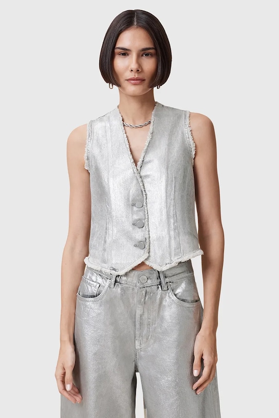 Хлопковая жилетка ANDREA Allsaints, серебряный 
Хлопковая жилетка ANDREA Allsaints, серебряный