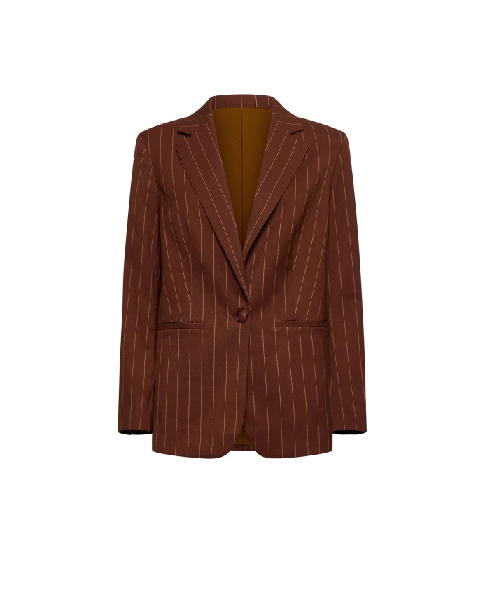 Полосатый пиджак с одной пуговицей Silvian Heach, коричневый
Полосатый пиджак с одной пуговицей Silvian Heach, коричневый
