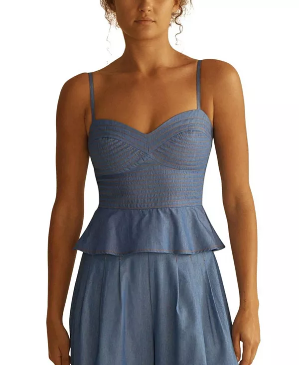 Топ с баской и отделкой стежком Cambrico Aur Oceà, синий
Топ с баской и отделкой стежком Cambrico Aur Oceà, синий