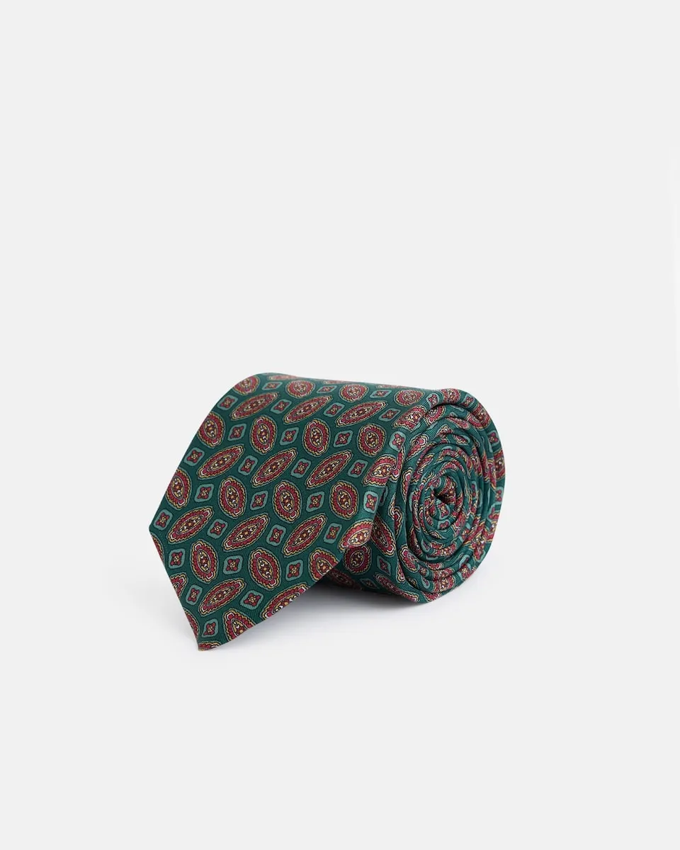 Галстук из зеленого шелка с овальным узором Silbon, зеленый
Галстук из зеленого шелка с овальным узором Silbon, зеленый