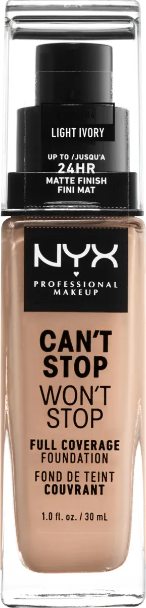 Тональный крем Can't Stop Won't Stop 24-Hour Light Ivory 04 30 мл NYX PROFESSIONAL MAKEUP
Тональный крем Can't Stop Won't Stop 24-Hour Light Ivory 04 30 мл NYX PROFESSIONAL MAKEUP