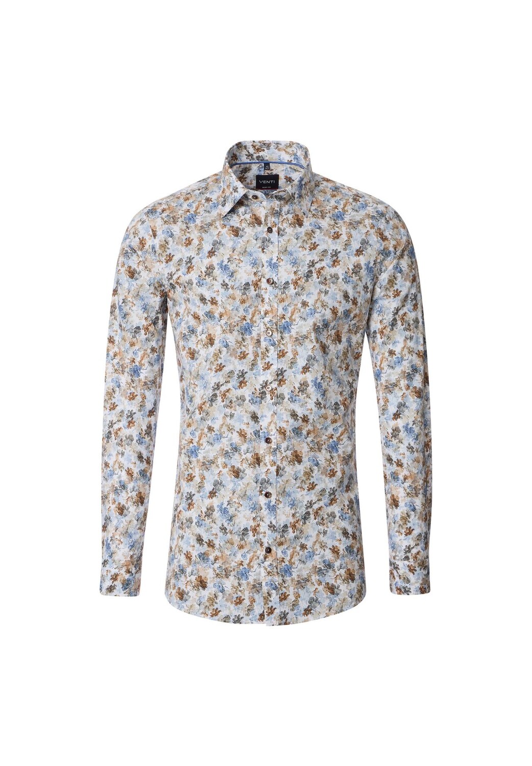 Мужская деловая рубашка с принтом, облегающая боди Venti, светло-коричневый 
Мужская деловая рубашка с принтом, облегающая боди Venti, светло-коричневый