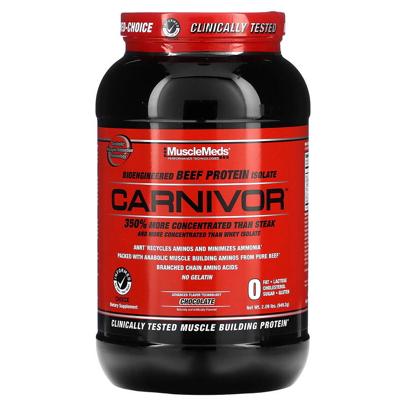 MuscleMeds, Carnivor, биоинженерный изолят говяжьего протеина, шоколад, 949,2 г (2 фунта)
MuscleMeds, Carnivor, биоинженерный изолят говяжьего протеина, шоколад, 949,2 г (2 фунта)
