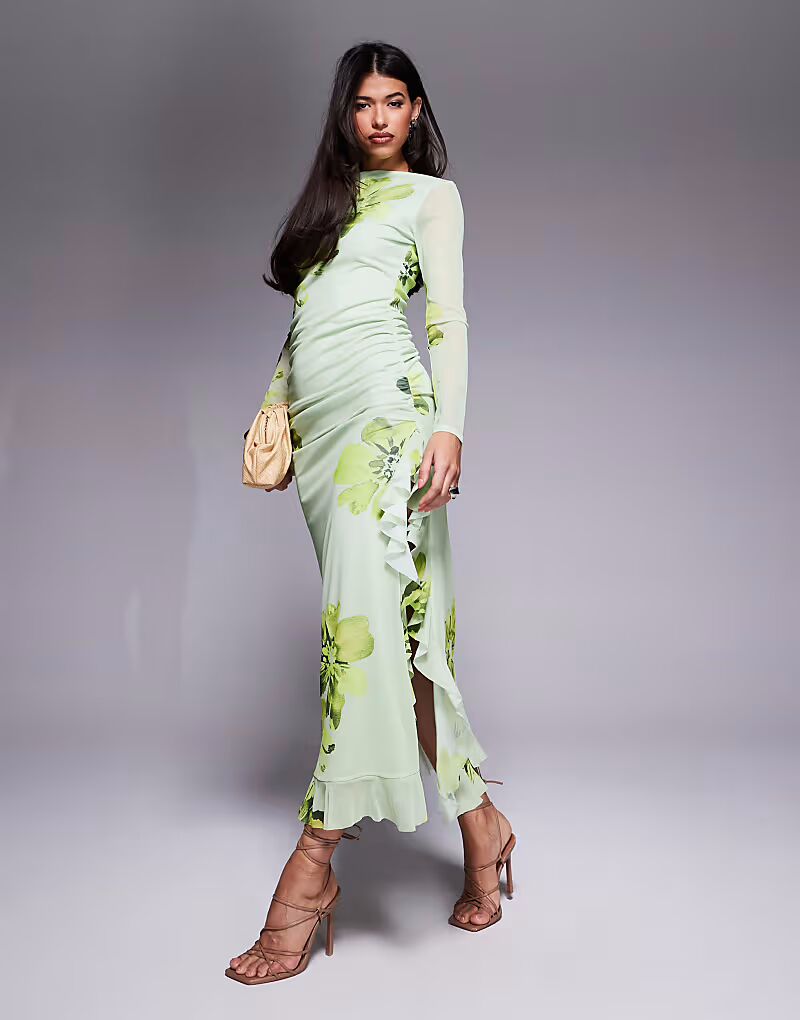 Платье макси ASOS DESIGN с длинными рукавами, оборками и зеленым цветочным принтом
Платье макси ASOS DESIGN с длинными рукавами, оборками и зеленым цветочным принтом