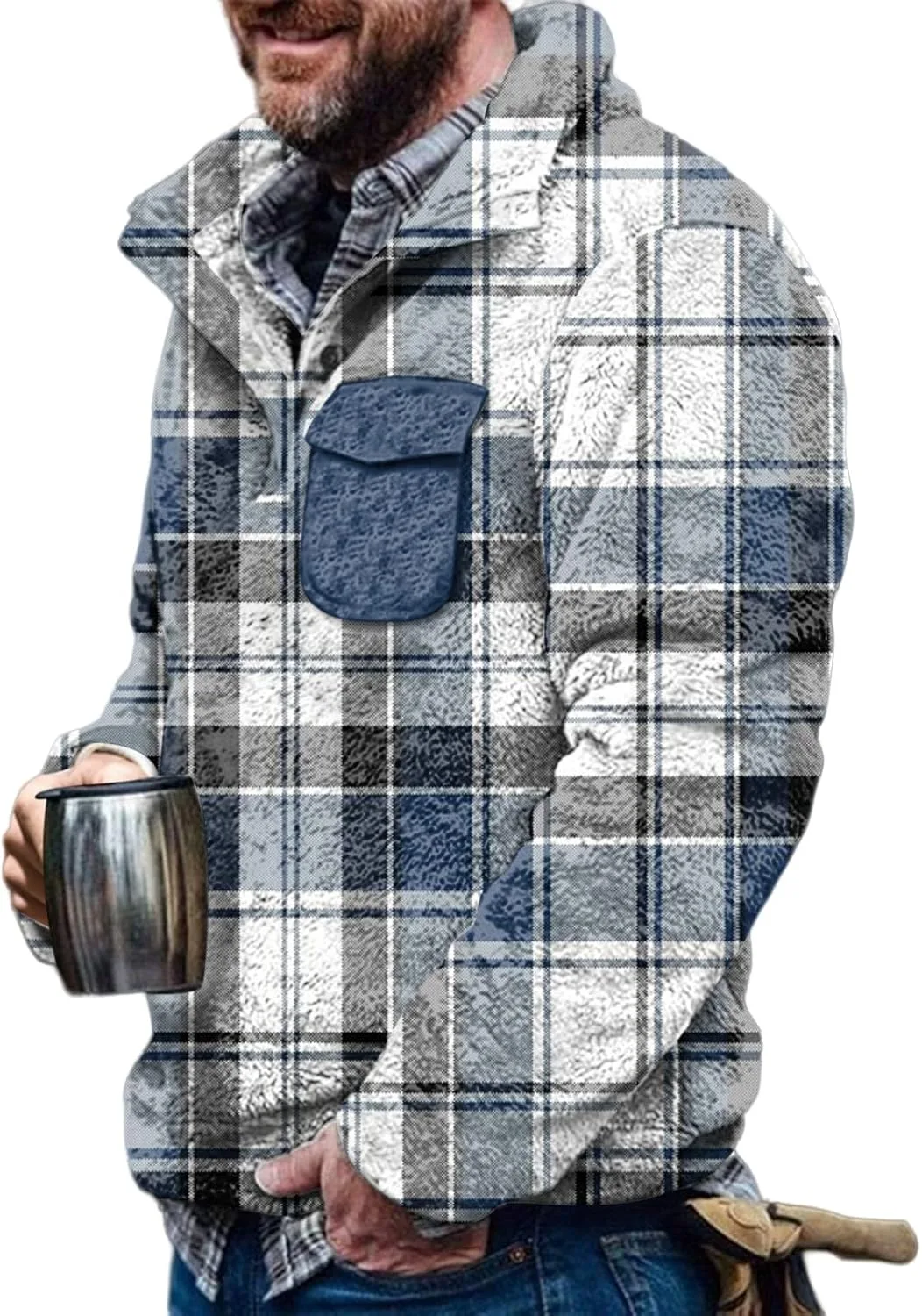 Wankang мужская клетчатая толстовка с 1/4 молнией и шерпой
Wankang мужская клетчатая толстовка с 1/4 молнией и шерпой