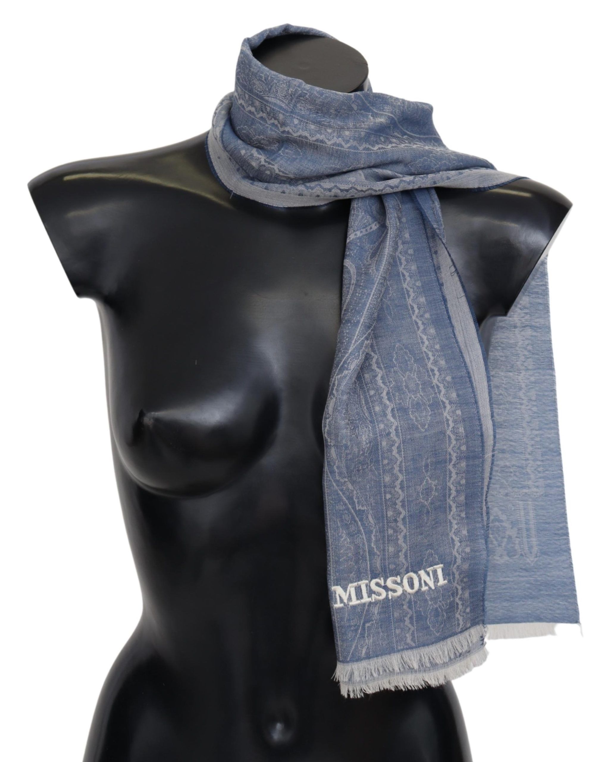Элегантный кашемировый шарф с узором Missoni, синий
Элегантный кашемировый шарф с узором Missoni, синий