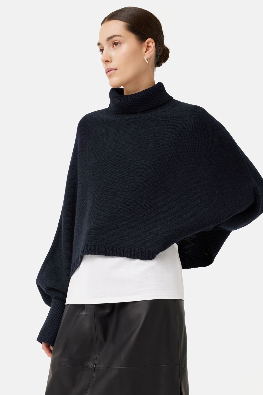 Свитер-Пончо из шерсти мериноса Jigsaw, синий 
Свитер-Пончо из шерсти мериноса Jigsaw, синий