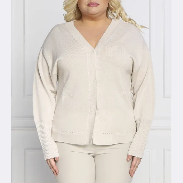 Кардиган стандартного кроя больших размеров мокко с добавлением шерсти Persona By Marina Rinaldi, бежевый 
Кардиган стандартного кроя больших размеров мокко с добавлением шерсти Persona By Marina Rinaldi, бежевый