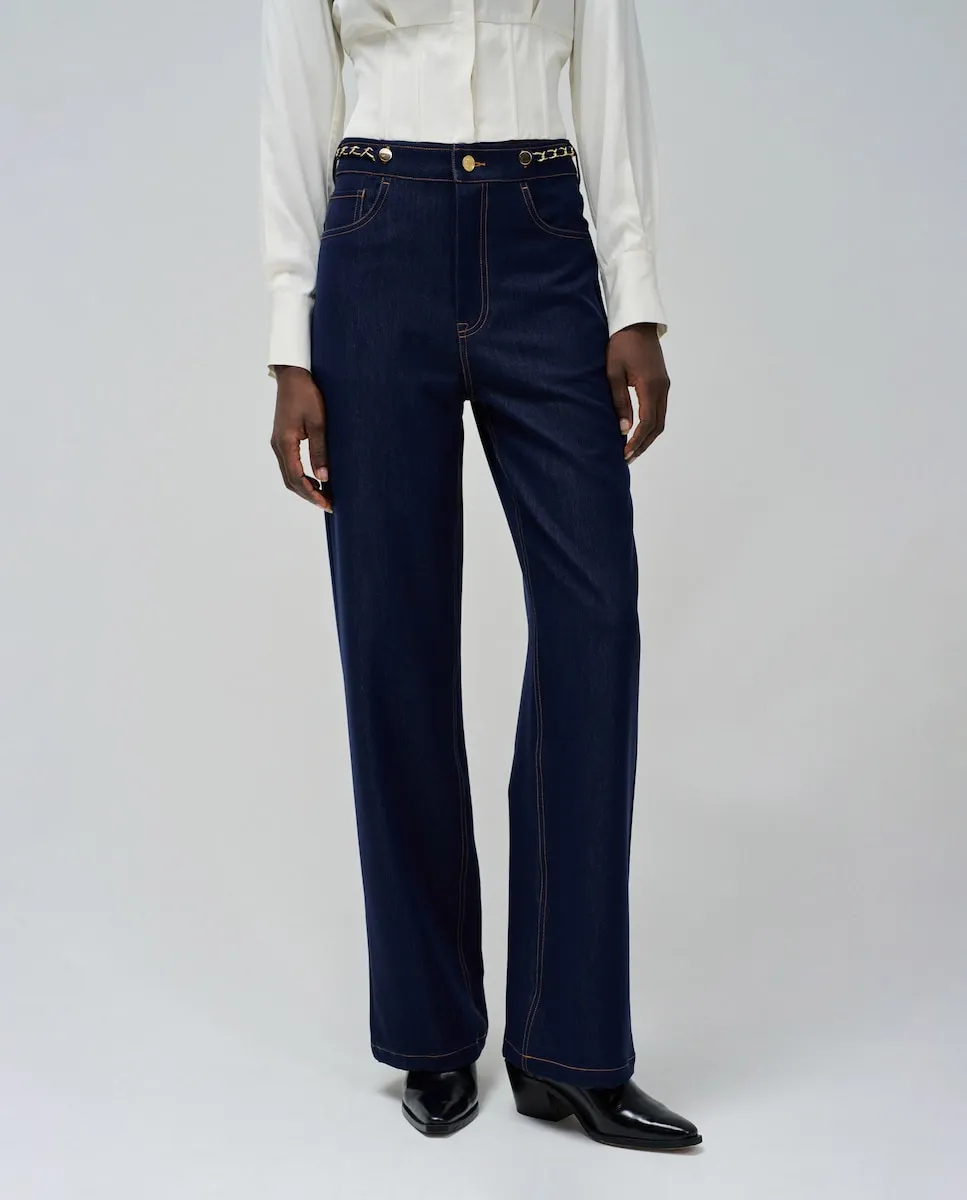 Женские легкие джинсы из денима с широкими штанинами Salsa Jeans, синий 
Женские легкие джинсы из денима с широкими штанинами Salsa Jeans, синий