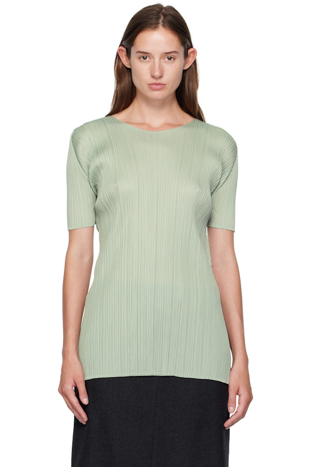 Pleats Please Issey Miyake Зеленая футболка с цветами месяца июня
Pleats Please Issey Miyake Зеленая футболка с цветами месяца июня