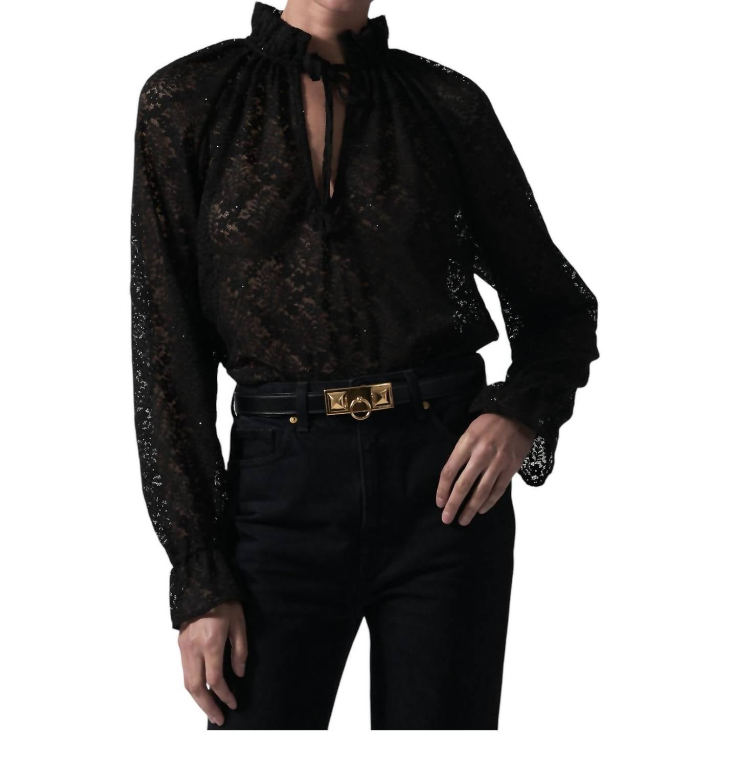 Блуза-рубашка Carmel из черного кружева SECULAR 
Блуза-рубашка Carmel из черного кружева SECULAR