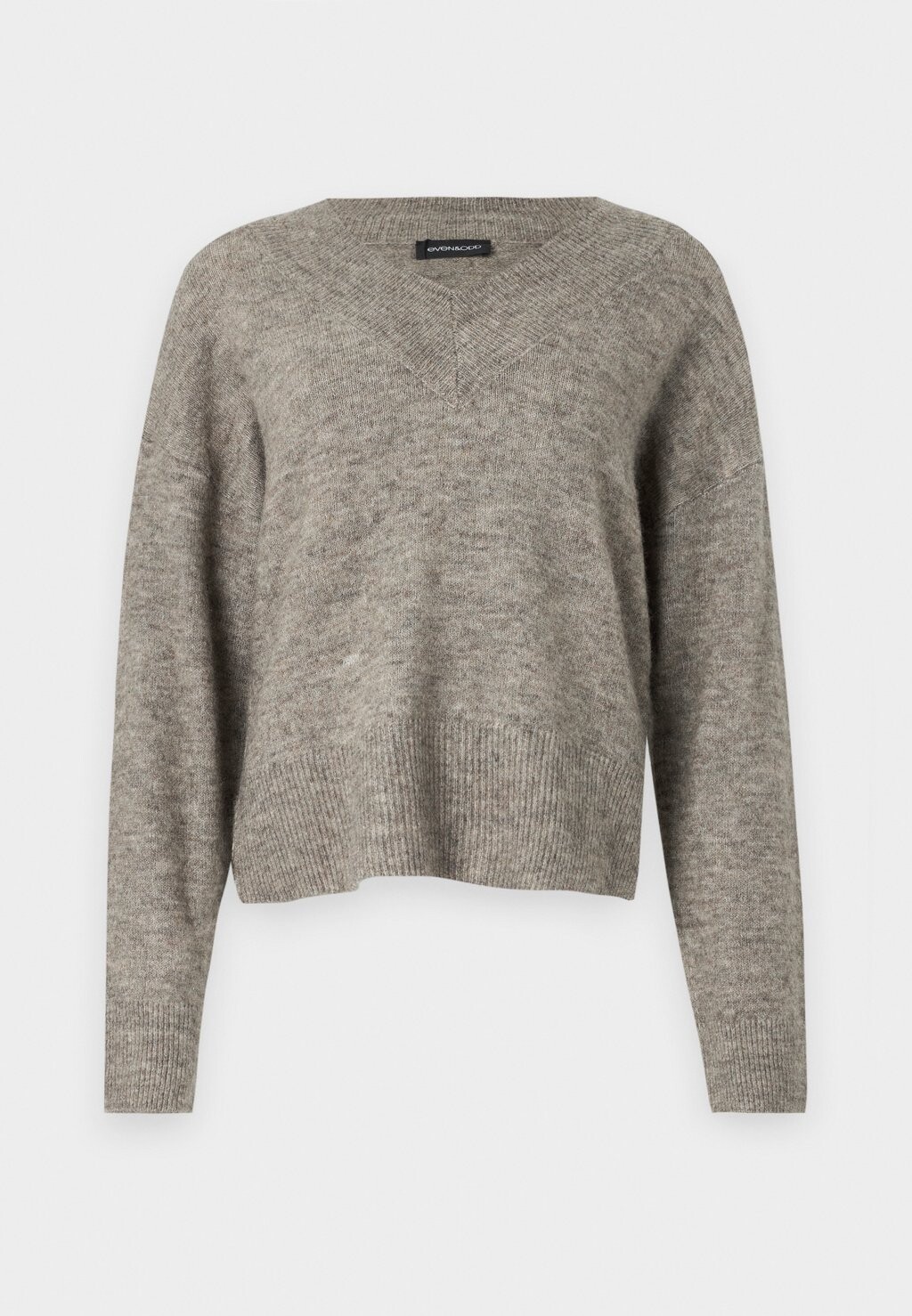 Джемпер V NECK WITH SIDE SLITS Even&Odd, серо-коричневый 
Джемпер V NECK WITH SIDE SLITS Even&Odd, серо-коричневый