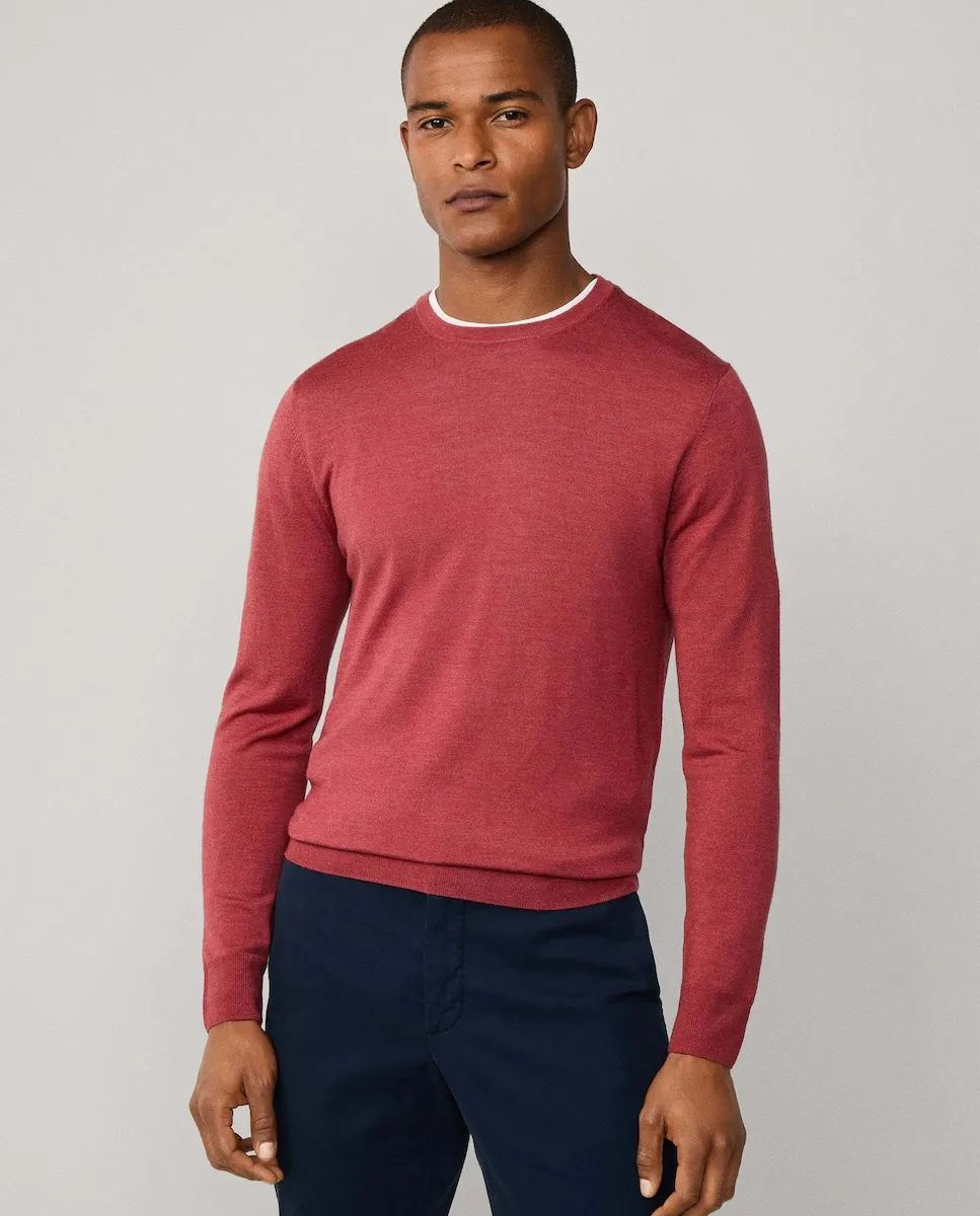 Мужской свитер из шерсти мериноса и шелка с круглым вырезом Hackett, красный
Мужской свитер из шерсти мериноса и шелка с круглым вырезом Hackett, красный