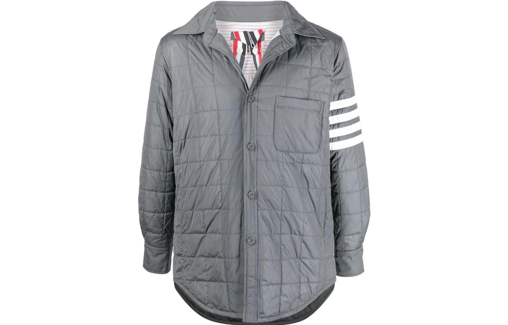 Четырехполосная утепленная рубашка-курка THOM BROWNE, серая, Серый, Четырехполосная утепленная рубашка-курка THOM BROWNE, серая 
Четырехполосная утепленная рубашка-курка THOM BROWNE, серая, Серый, Четырехполосная утепленная рубашка-курка THOM BROWNE, серая