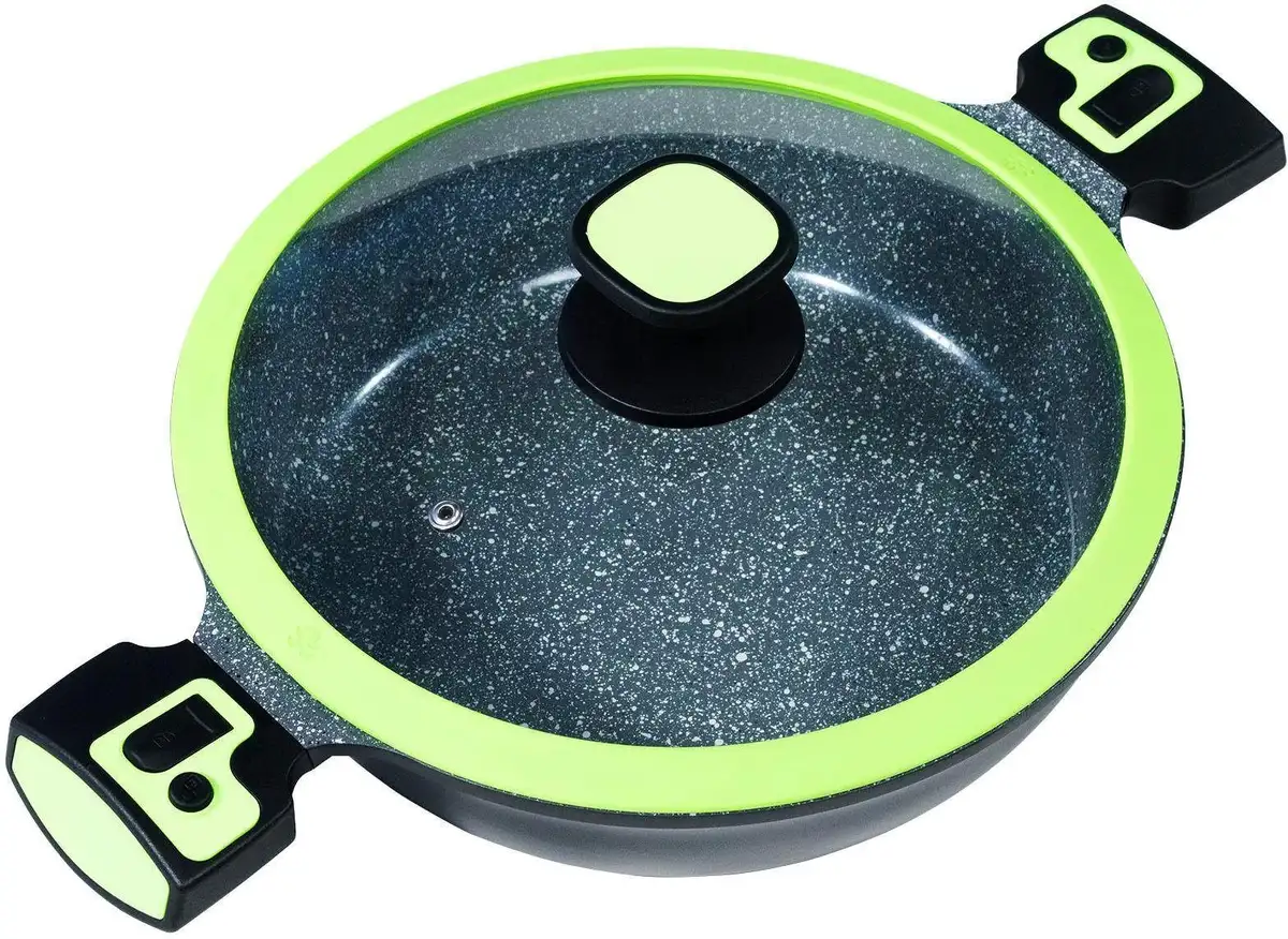 Кастрюля KING "Click-Grip", литой алюминий, (1 шт.), Ø 28 см, съемные ручки, индукционная, зеленый/черный
Кастрюля KING "Click-Grip", литой алюминий, (1 шт.), Ø 28 см, съемные ручки, индукционная, зеленый/черный
