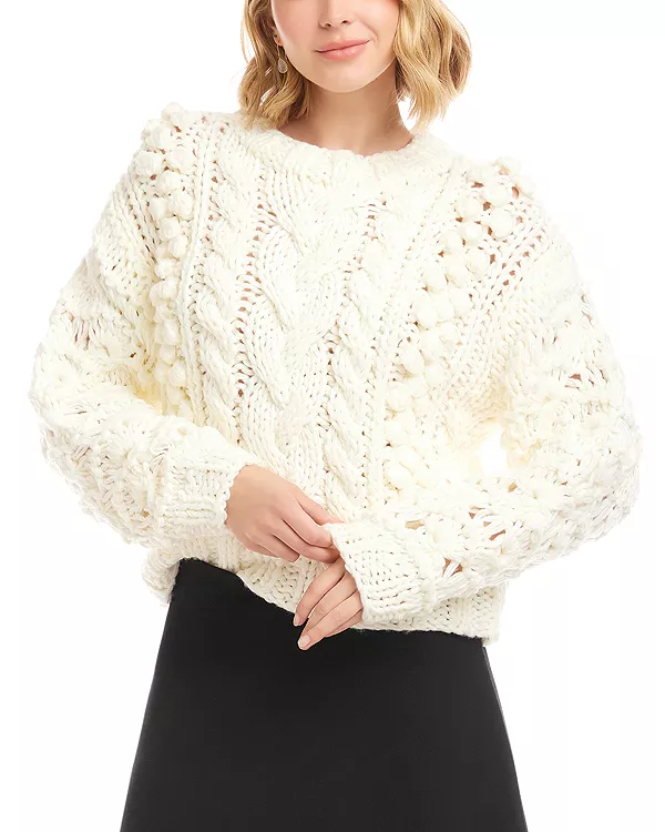 Вязаный свитер с круглым вырезом Karen Kane, белый
Вязаный свитер с круглым вырезом Karen Kane, белый