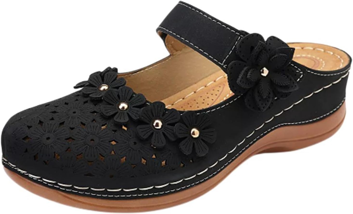 Женские сабо сандалии-мюли, удобные летние с цветами, на платформе, ортопедические сандалии, с круглым закрытым носком, прогулочные тапочки, с вырезами, дышащие, с ремешком на щиколотке Generic, черный
Женские сабо сандалии-мюли, удобные летние с цветами, на платформе, ортопедические сандалии, с круглым закрытым носком, прогулочные тапочки, с вырезами, дышащие, с ремешком на щиколотке Generic, черный