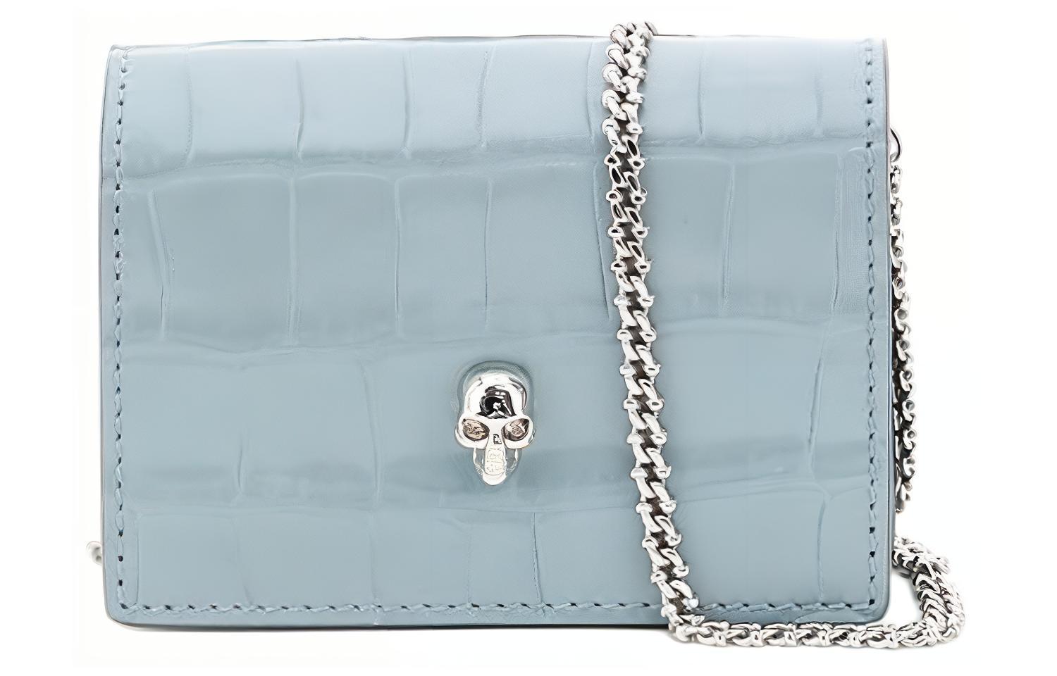 Alexander McQueen Имитация кожаного кошелька с крокодиловым принтом, женская голубая сумка через плечо 
Alexander McQueen Имитация кожаного кошелька с крокодиловым принтом, женская голубая сумка через плечо