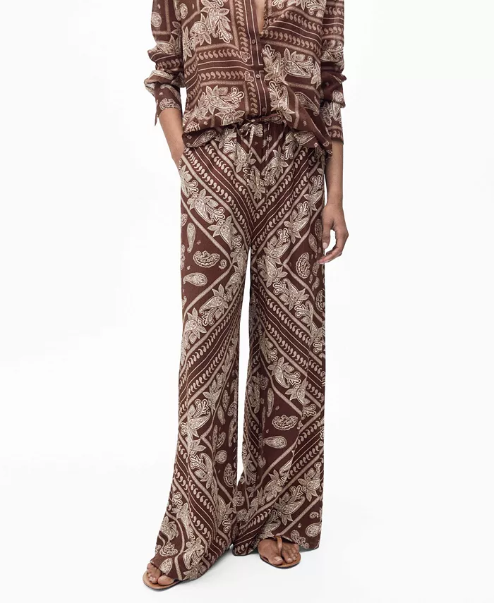 Женские брюки-клеш с узором пейсли MANGO, коричневый
Женские брюки-клеш с узором пейсли MANGO, коричневый