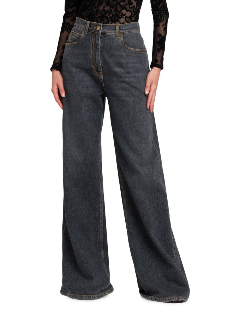 Джинсы с высокой талией и широкими штанинами Etro, серый
Джинсы с высокой талией и широкими штанинами Etro, серый