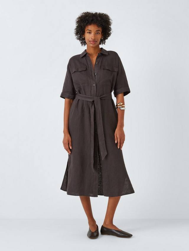 Льняное платье-рубашка с поясом John Lewis, коричневый
Льняное платье-рубашка с поясом John Lewis, коричневый
