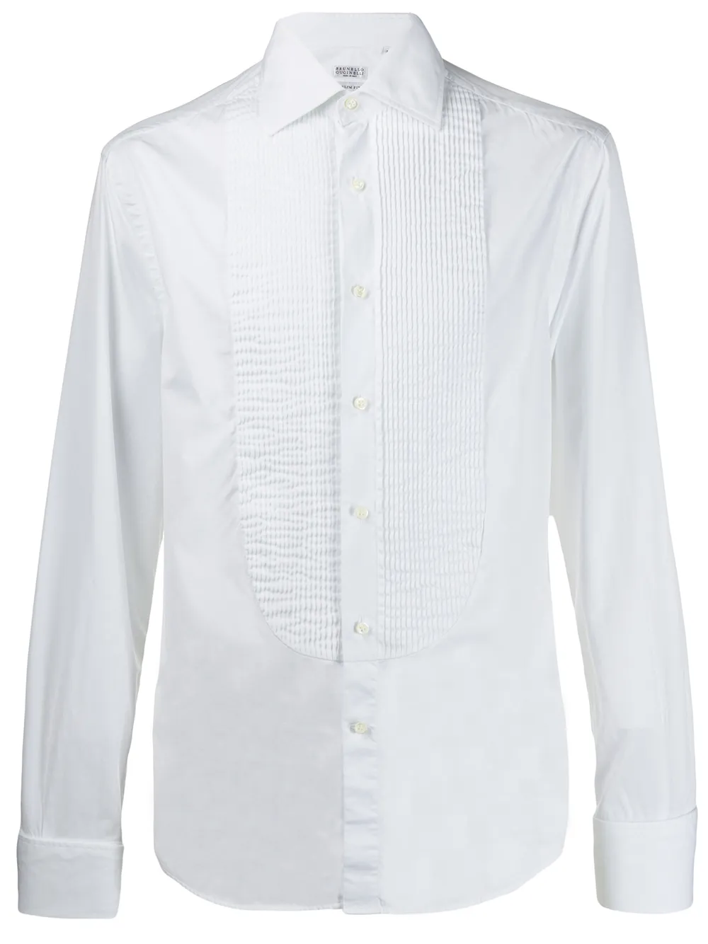 Рубашка с плиссировкой спереди Brunello Cucinelli, белый 
Рубашка с плиссировкой спереди Brunello Cucinelli, белый