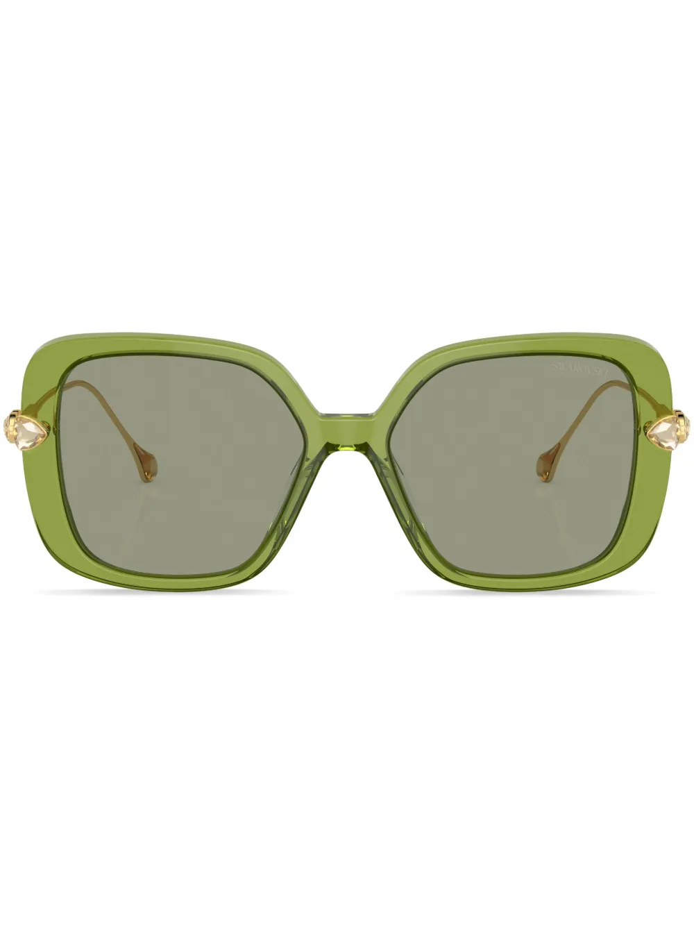 Солнцезащитные очки в массивной оправе с кристаллами Swarovski, зеленый 
Солнцезащитные очки в массивной оправе с кристаллами Swarovski, зеленый