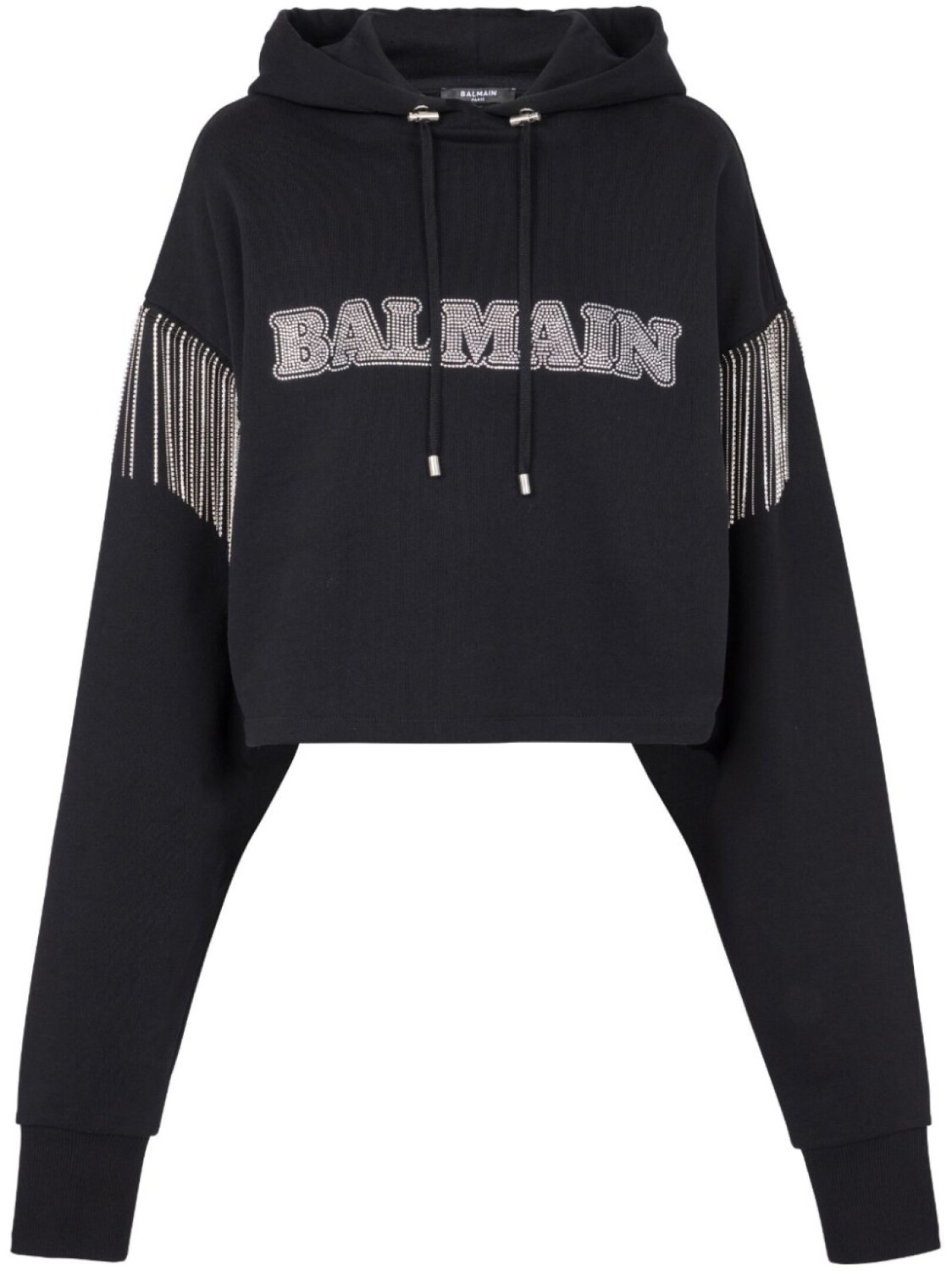 Balmain худи из органического хлопка с бахромой, черный 
Balmain худи из органического хлопка с бахромой, черный