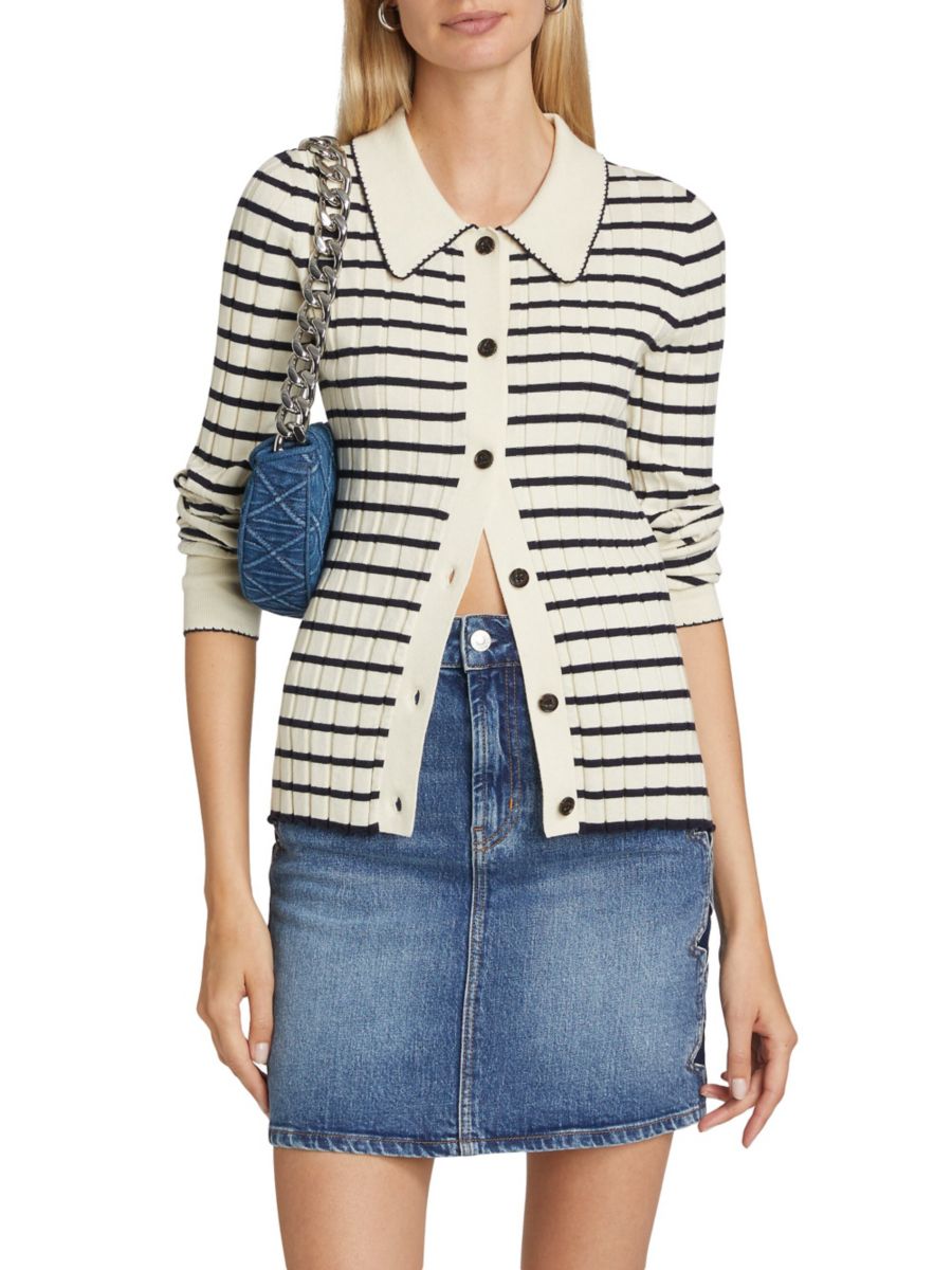 Кардиган Aurelia в полоску, ребристая вязка Rails, цвет Ivory Navy Stripe 
Кардиган Aurelia в полоску, ребристая вязка Rails, цвет Ivory Navy Stripe