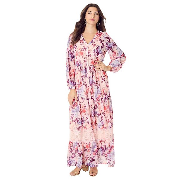 Женское платье макси с кружевными ярусами plus size Roaman'S, Soft Blush Roses
Женское платье макси с кружевными ярусами plus size Roaman'S, Soft Blush Roses