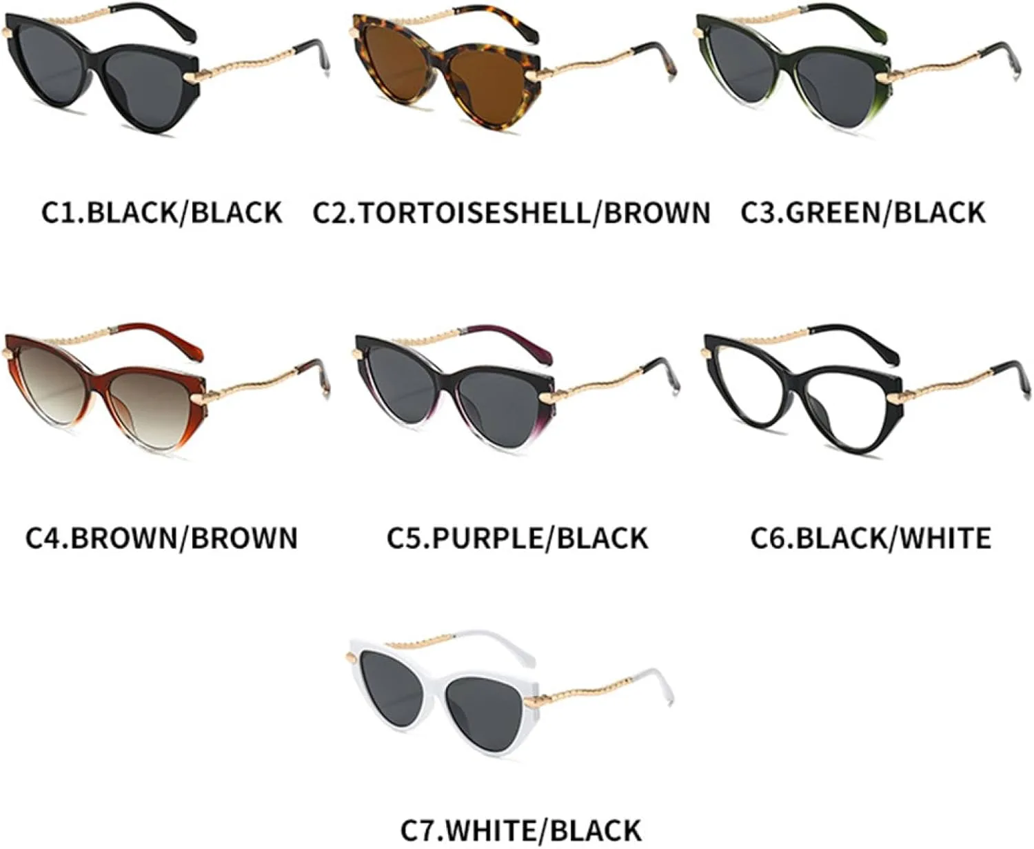 Классические солнцезащитные очки «кошачий глаз» для женщин и мужчин, металлическая оправа, ретро-стиль, защита от УФ-излучения UV400 SZVVBKK, Black Green
Классические солнцезащитные очки «кошачий глаз» для женщин и мужчин, металлическая оправа, ретро-стиль, защита от УФ-излучения UV400 SZVVBKK, Black Green