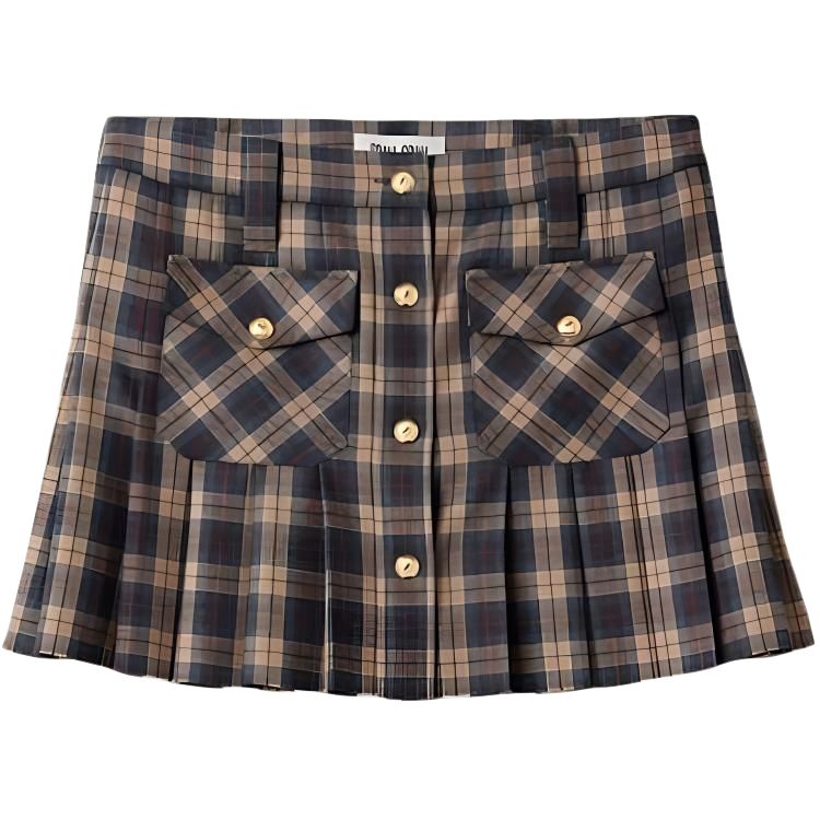 Складчатая тартановая мини-юбка MIU MIU, верблюжий коричневый
Складчатая тартановая мини-юбка MIU MIU, верблюжий коричневый