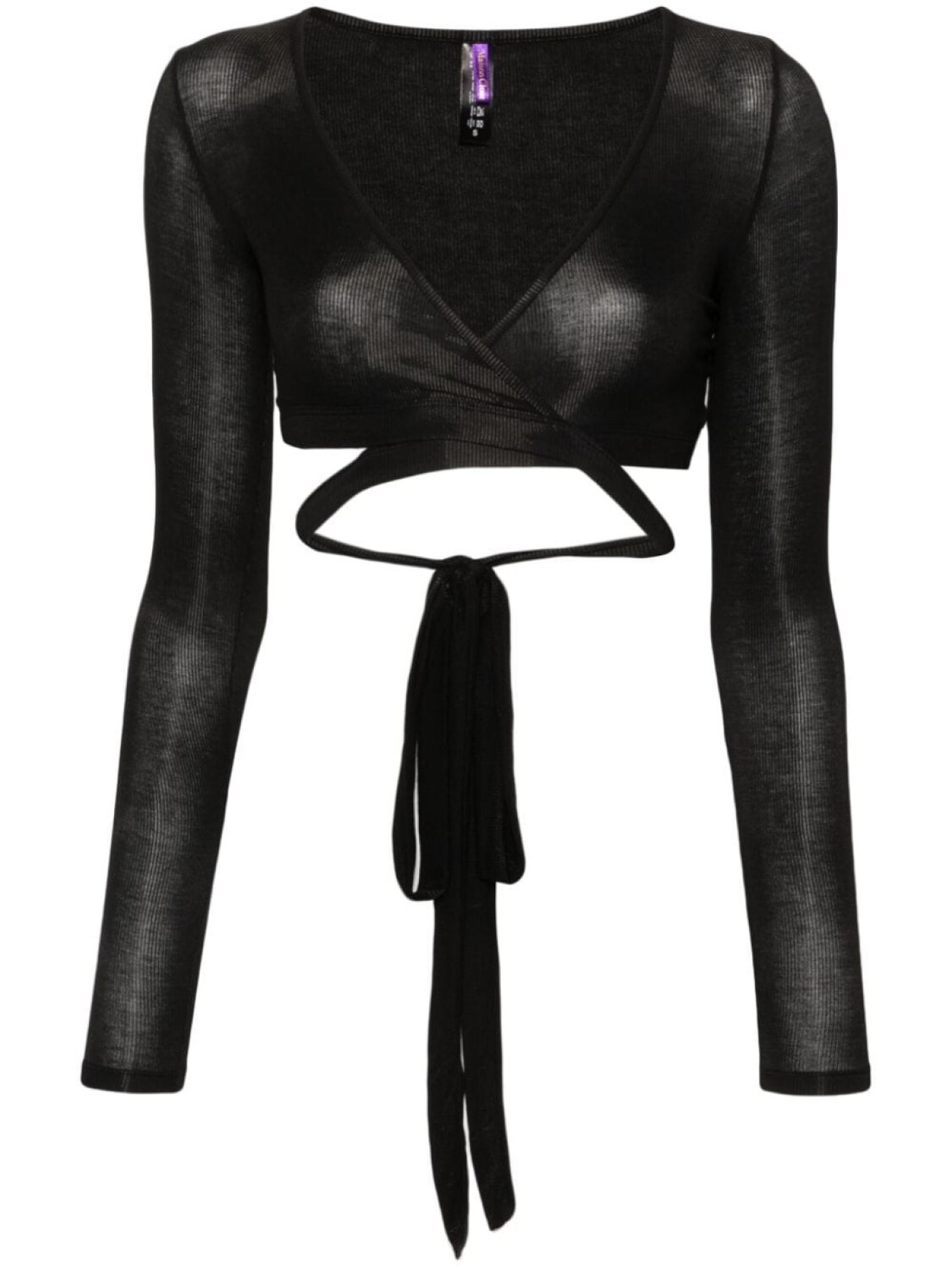 Maison Close блузка с запахом La Femme Amazone в рубчик, черный 
Maison Close блузка с запахом La Femme Amazone в рубчик, черный