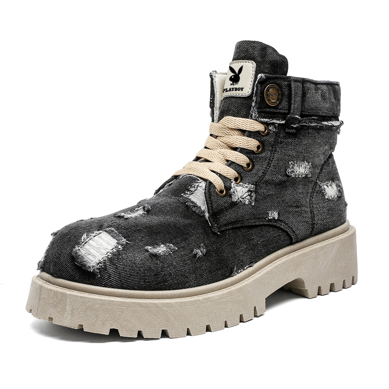 Playboy Черные короткие ботинки мартин, цвет Black 
Playboy Черные короткие ботинки мартин, цвет Black