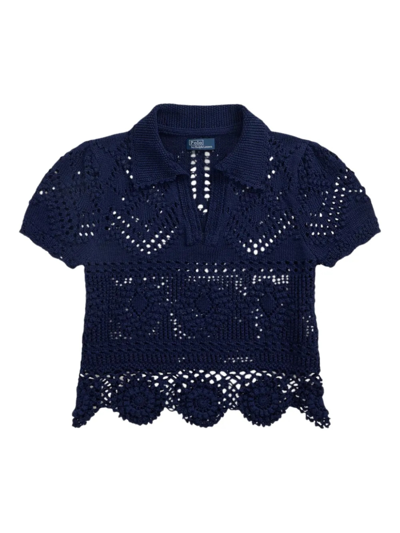 Рубашка-поло Polo Ralph Lauren crochet-knit top, синий 
Рубашка-поло Polo Ralph Lauren crochet-knit top, синий