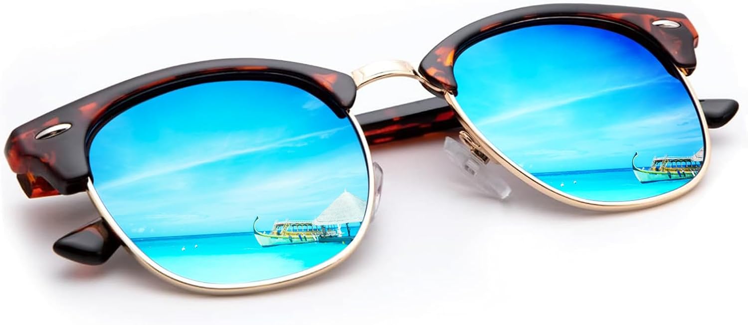 Солнцезащитные очки KALIYADI для мужчин, поляризованные, унисекс, полуободковая оправа, ретро-стиль, для вождения, с защитой от УФ-излучения, A02- Glossy Tortoise Frame Ice Blue Lens
Солнцезащитные очки KALIYADI для мужчин, поляризованные, унисекс, полуободковая оправа, ретро-стиль, для вождения, с защитой от УФ-излучения, A02- Glossy Tortoise Frame Ice Blue Lens