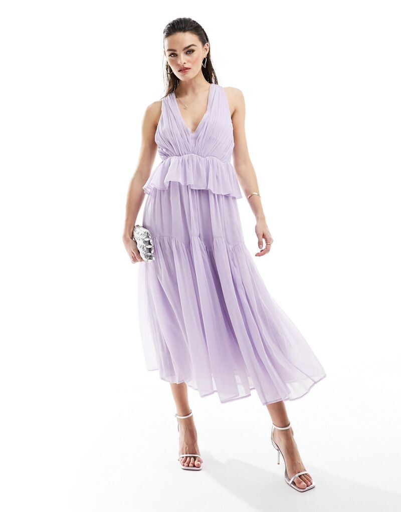 ASOS DESIGN — плиссированное каскадное платье миди с глубоким вырезом приглушенного сиреневого цвета
ASOS DESIGN — плиссированное каскадное платье миди с глубоким вырезом приглушенного сиреневого цвета