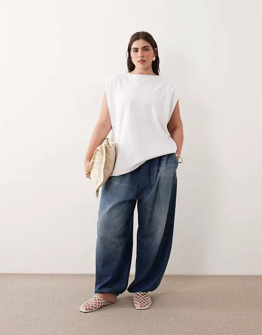 Голубые джинсы-бочонки с шнурком на талии ARRANGE Curve Quinn
Голубые джинсы-бочонки с шнурком на талии ARRANGE Curve Quinn