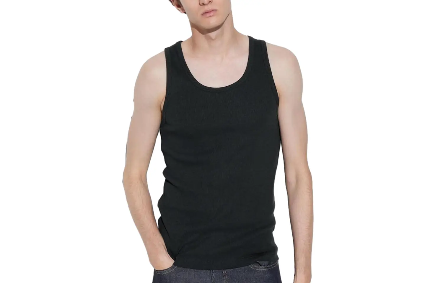 Майка DRY в рубчик Uniqlo, черный 
Майка DRY в рубчик Uniqlo, черный