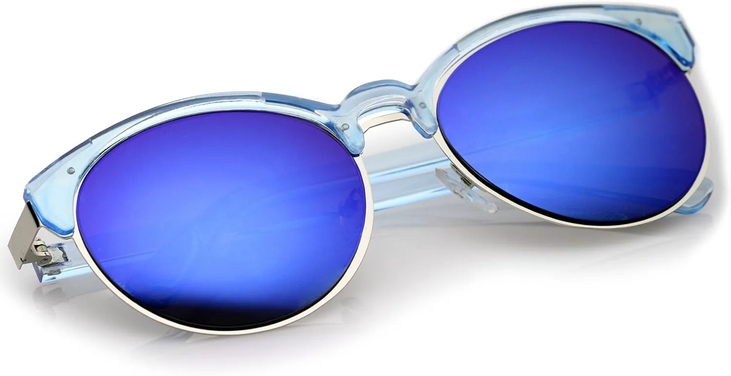 Солнцезащитные очки zeroUV с двойной переносицей, металлической окантовкой и зеркальными линзами, круглые, в форме «кошачий глаз», 55 мм, Blue-silver / Blue Mirror
Солнцезащитные очки zeroUV с двойной переносицей, металлической окантовкой и зеркальными линзами, круглые, в форме «кошачий глаз», 55 мм, Blue-silver / Blue Mirror