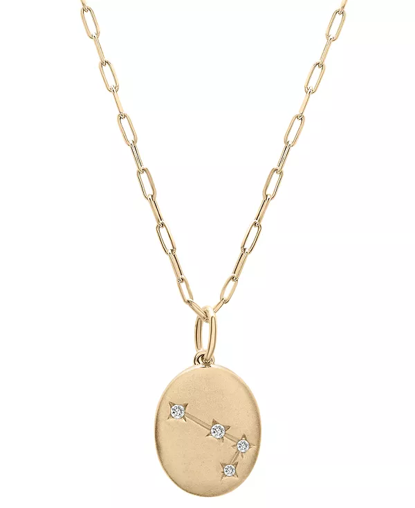 Ожерелье с бриллиантовым кулоном в виде созвездия зодиака 18 дюймов (1/20 карата) из 10-каратного желтого золота, эксклюзивно в Macy's Wrapped, aries