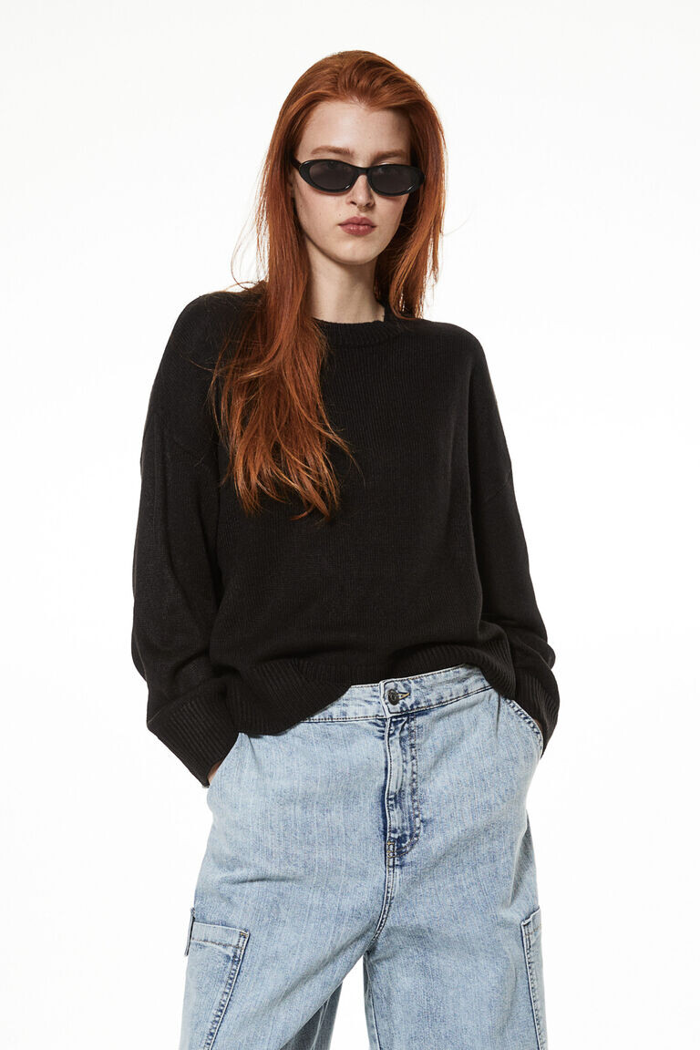 Джемпер жаккардовой вязки H&M, черный
Джемпер жаккардовой вязки H&M, черный