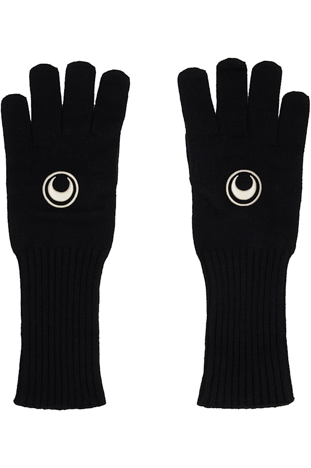Вязаные перчатки из мериносовой шерсти Marine Serre, черный
Вязаные перчатки из мериносовой шерсти Marine Serre, черный