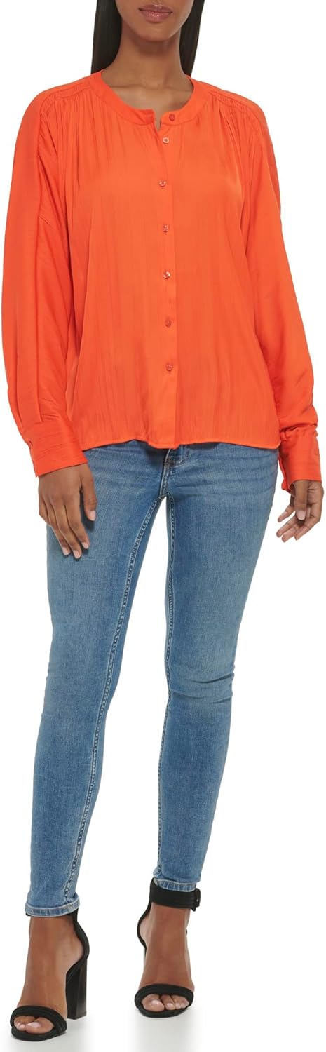 Женская блузка Calvin Klein с широкими манжетами и присборенной передней частью, Flame
Женская блузка Calvin Klein с широкими манжетами и присборенной передней частью, Flame