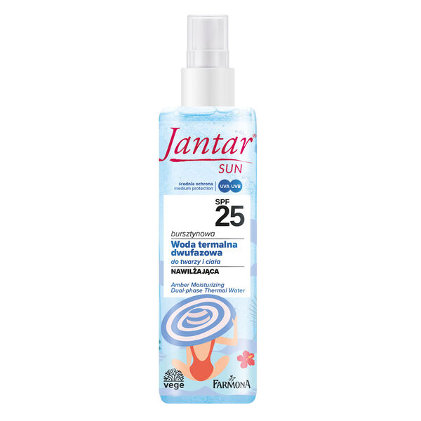 Увлажняющая двухфазная термальная вода с spf25 для лица и тела, 200 мл Jantar Sun
Увлажняющая двухфазная термальная вода с spf25 для лица и тела, 200 мл Jantar Sun