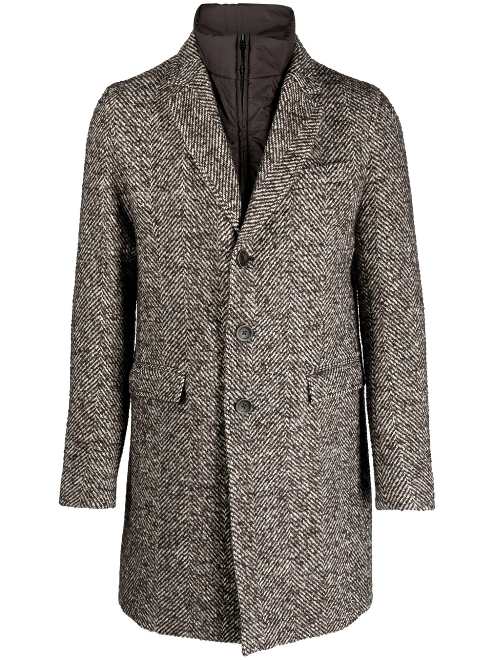 Однобортное пальто с узором в елочку Herno, коричневый
Однобортное пальто с узором в елочку Herno, коричневый