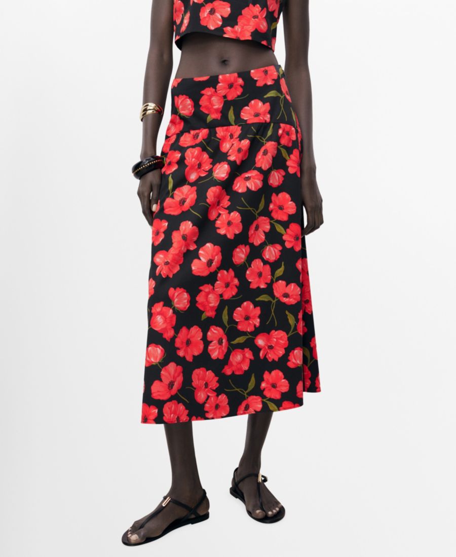 Женская расклешенная юбка с цветочным принтом MANGO, Black
Женская расклешенная юбка с цветочным принтом MANGO, Black
