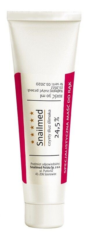 Snailmed Czysty Śluz Ślimaka 24,5% специальная мазь для рук, 30 ml
Snailmed Czysty Śluz Ślimaka 24,5% специальная мазь для рук, 30 ml