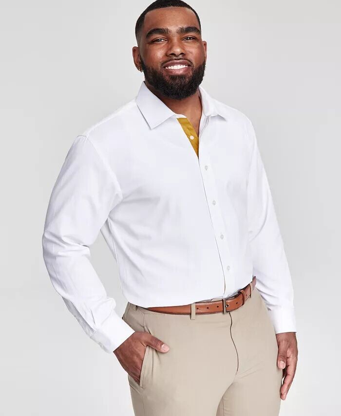 Мужская однотонная классическая рубашка приталенного кроя с золотой отделкой Tayion Collection, белый
Мужская однотонная классическая рубашка приталенного кроя с золотой отделкой Tayion Collection, белый